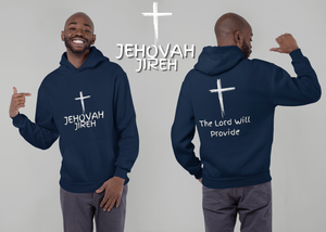 Jehovah Jireh Pullover Hoodie Front & Back - White