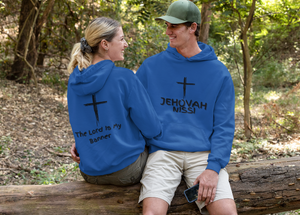 Jehovah Nissi Pullover Hoodie Front & Back - Black