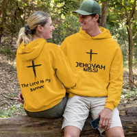 Jehovah Nissi Pullover Hoodie Front & Back - Black