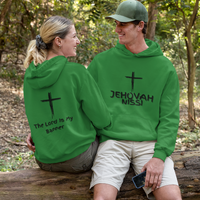 Jehovah Nissi Pullover Hoodie Front & Back - Black