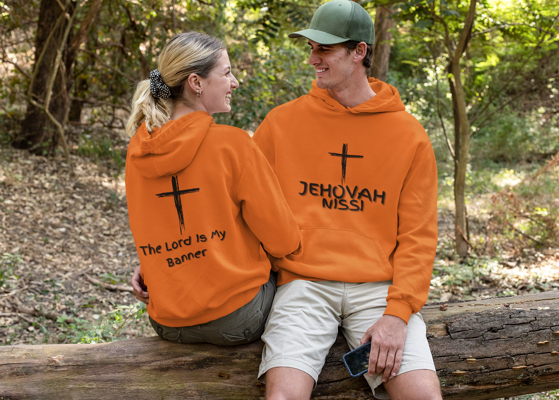 Jehovah Nissi Pullover Hoodie Front & Back - Black