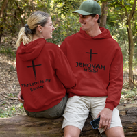 Jehovah Nissi Pullover Hoodie Front & Back - Black
