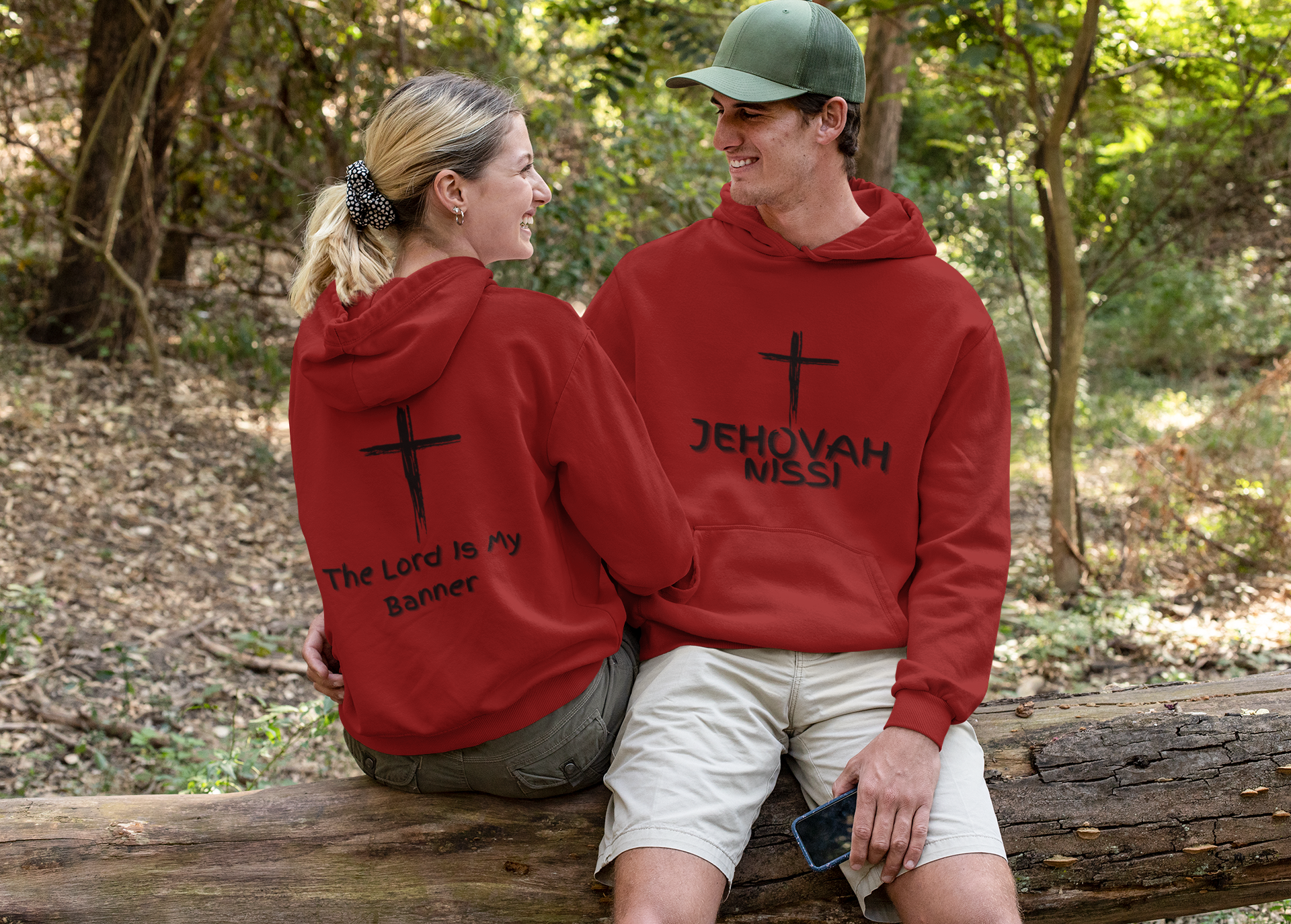 Jehovah Nissi Pullover Hoodie Front & Back - Black