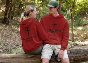 Jehovah Nissi Pullover Hoodie Front & Back - Black