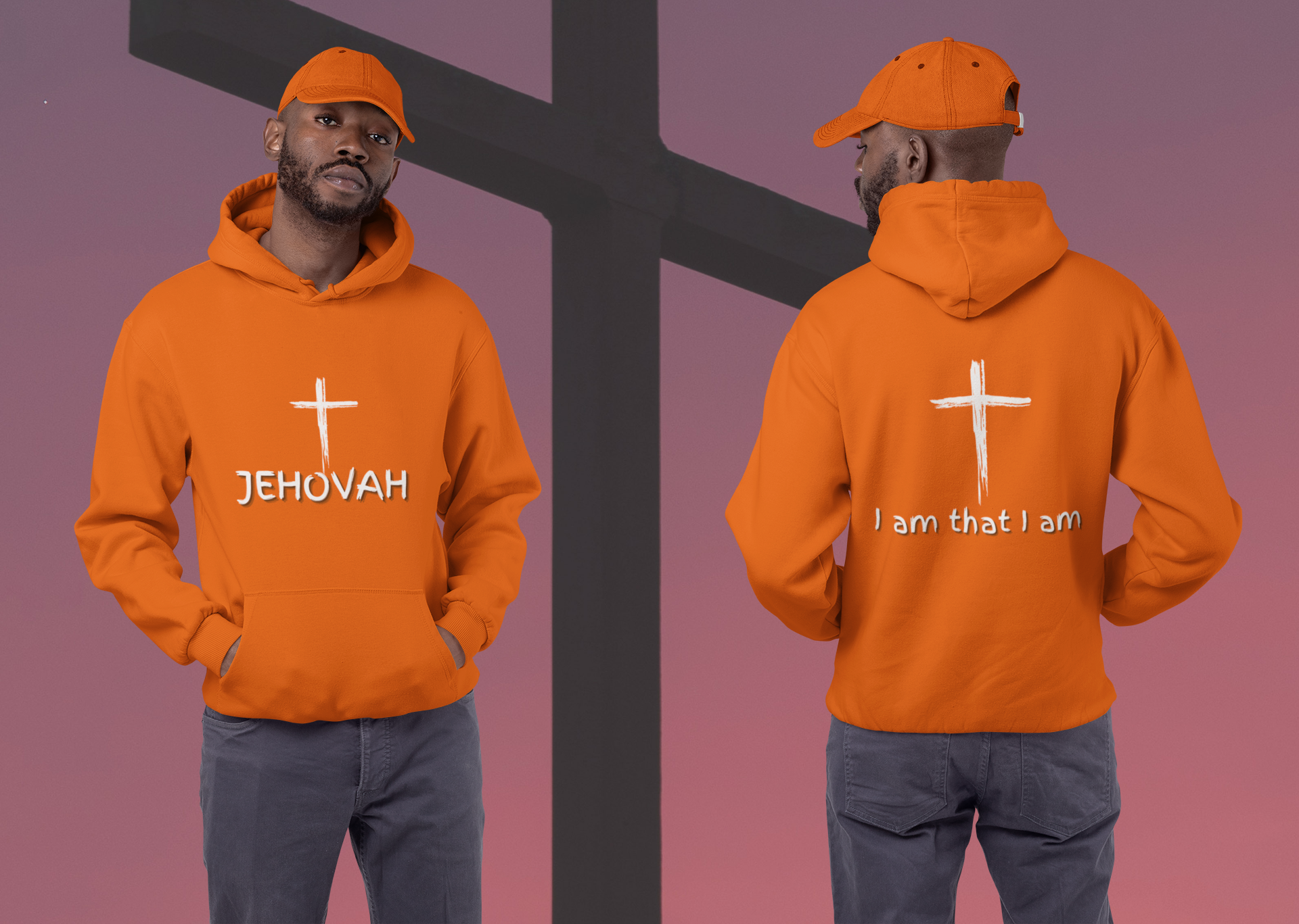 Jehovah Pullover Hoodie Front & Back - White