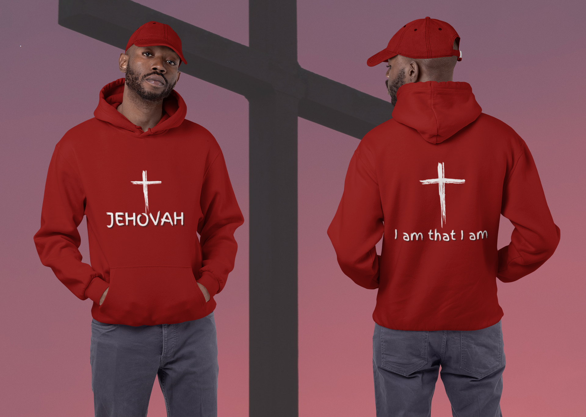 Jehovah Pullover Hoodie Front & Back - White