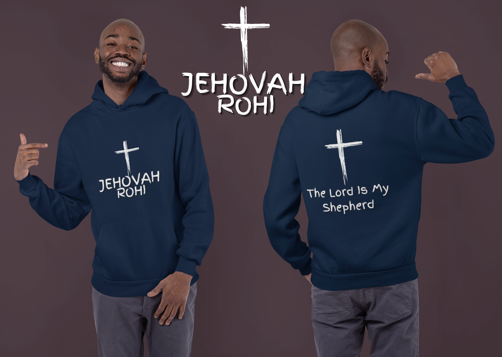 Jehovah Rohi Pullover Hoodie Front & Back - White