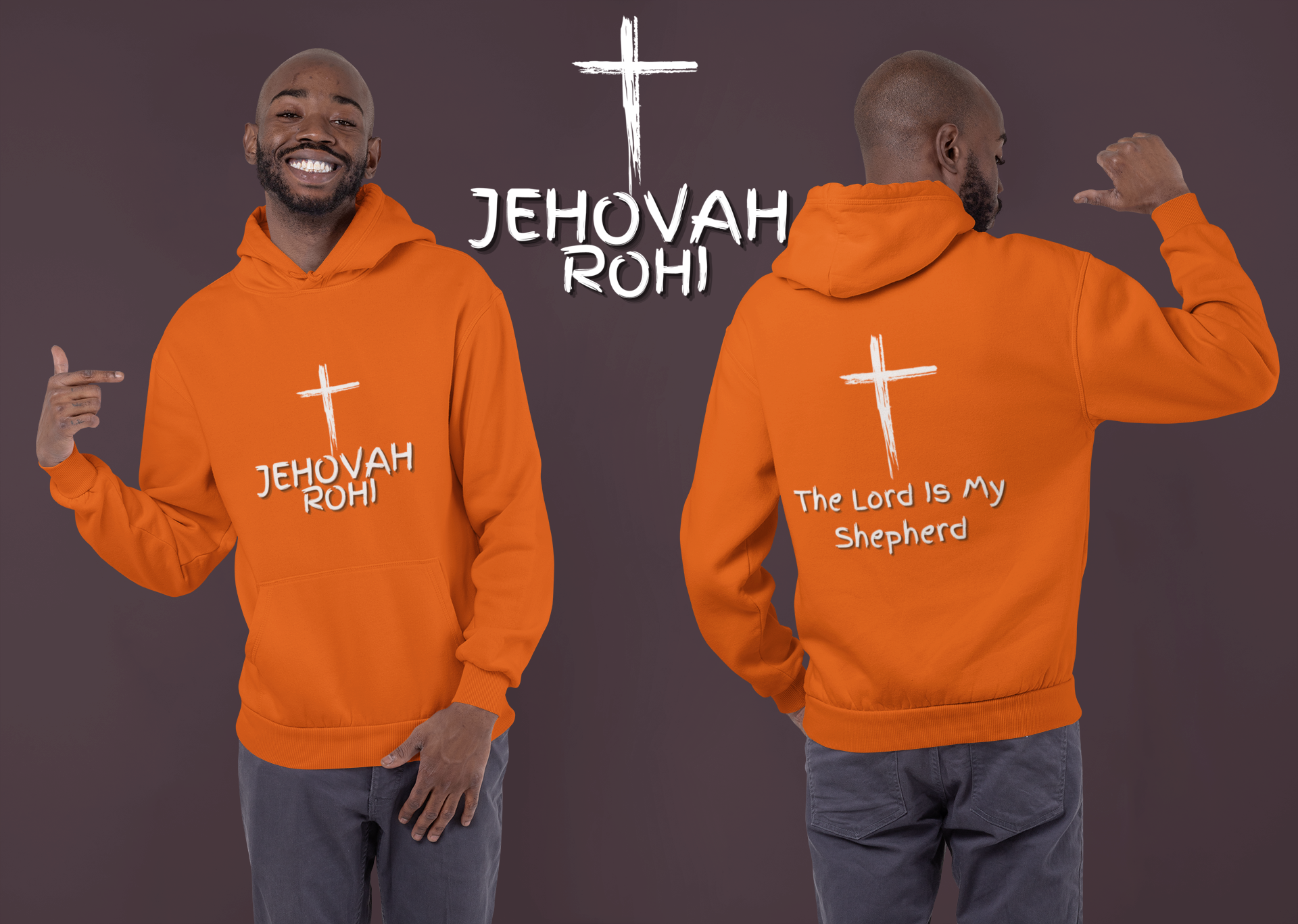 Jehovah Rohi Pullover Hoodie Front & Back - White
