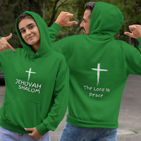 Jehovah Shalom Pullover Hoodie Front & Back - White