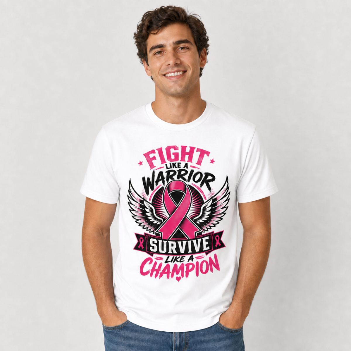 Fight Like a Warrior, Survive Like a Champion Breast Cancer Awareness T-Shirt