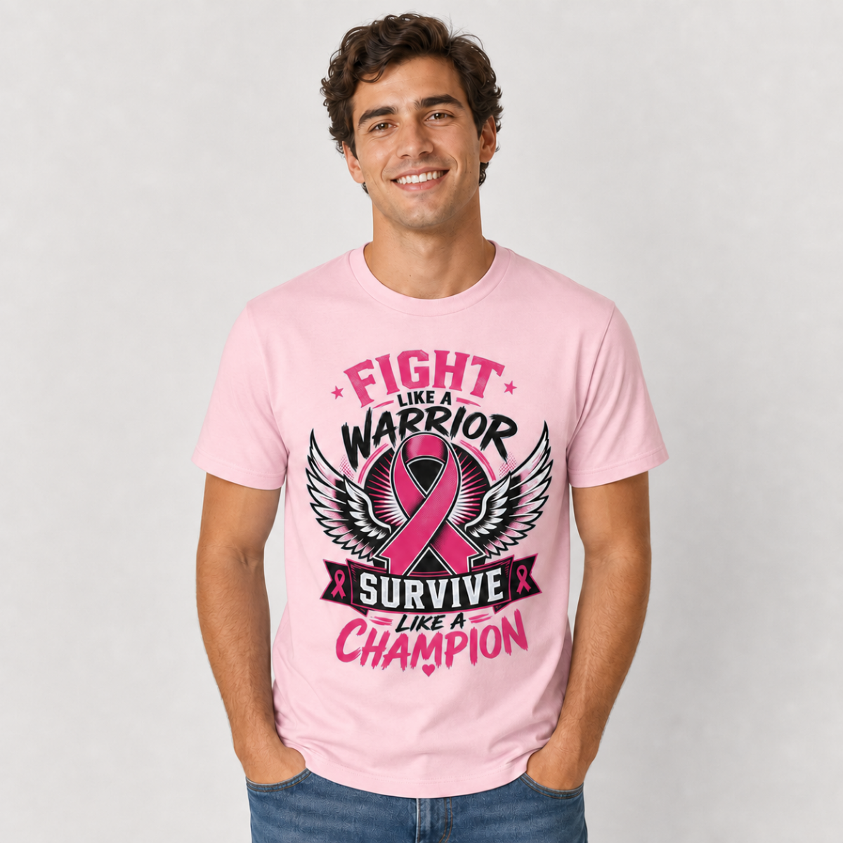 Fight Like a Warrior, Survive Like a Champion Breast Cancer Awareness T-Shirt