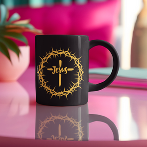 Jesus Crown Black Mug