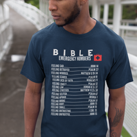 Emergency Bible Numbers Christian T-Shirt - Short Sleeve White
