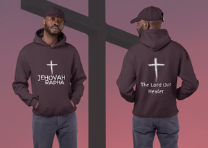 Jehovah Rapha Pullover Hoodie Front & Back - White