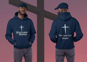 Jehovah Rapha Pullover Hoodie Front & Back - White