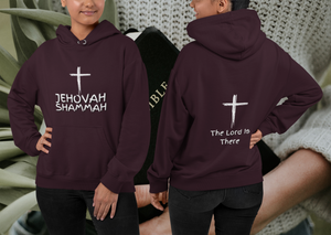 Jehovah Shammah Pullover Hoodie Front & Back - White