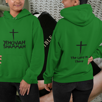 Jehovah Shammah Pullover Hoodie Front & Back - Black