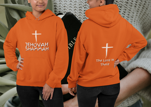 Jehovah Shammah Pullover Hoodie Front & Back - White