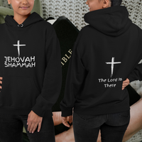 Jehovah Shammah Pullover Hoodie Front & Back - White