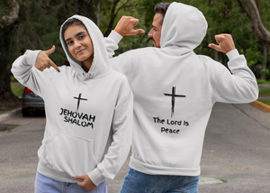 Jehovah Shalom Pullover Hoodie Front & Back - Black