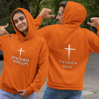 Jehovah Shalom Pullover Hoodie Front & Back - White