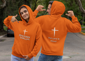 Jehovah Shalom Pullover Hoodie Front & Back - White