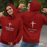 Jehovah Shalom Pullover Hoodie Front & Back - White