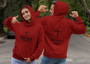 Jehovah Shalom Pullover Hoodie Front & Back - Black