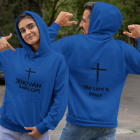 Jehovah Shalom Pullover Hoodie Front & Back - Black