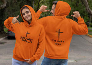 Jehovah Shalom Pullover Hoodie Front & Back - Black