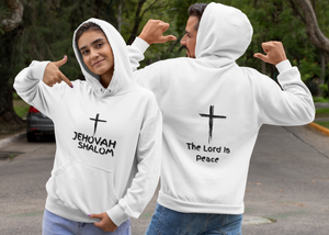 Jehovah Shalom Pullover Hoodie Front & Back - Black