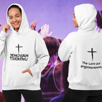 Jehovah Tsidkenu Pullover Hoodie Front & Back - Black