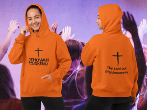 Jehovah Tsidkenu Pullover Hoodie Front & Back - Black