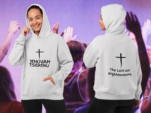 Jehovah Tsidkenu Pullover Hoodie Front & Back - Black