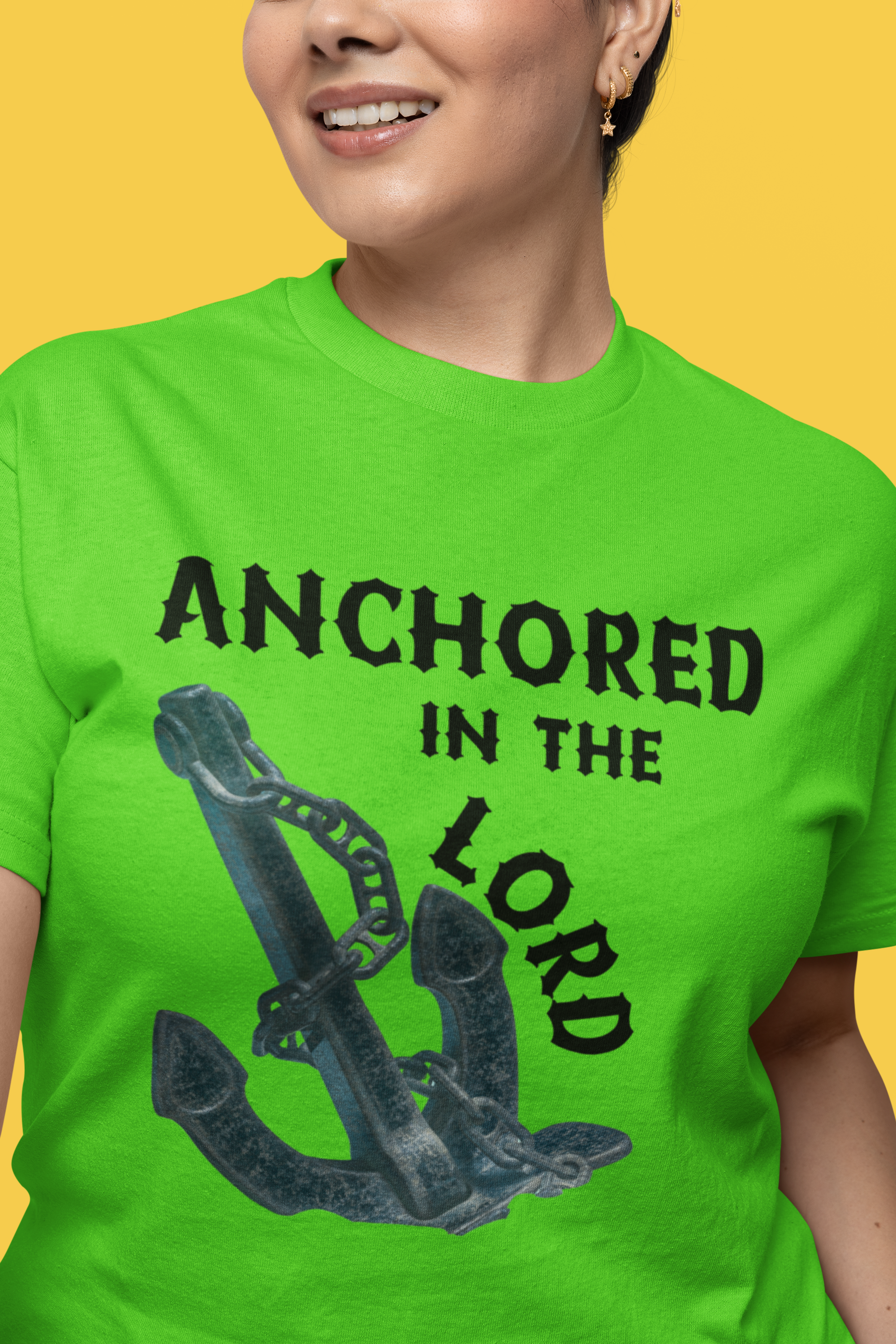 Anchored in the Lord Short Sleeve Shirt - Black