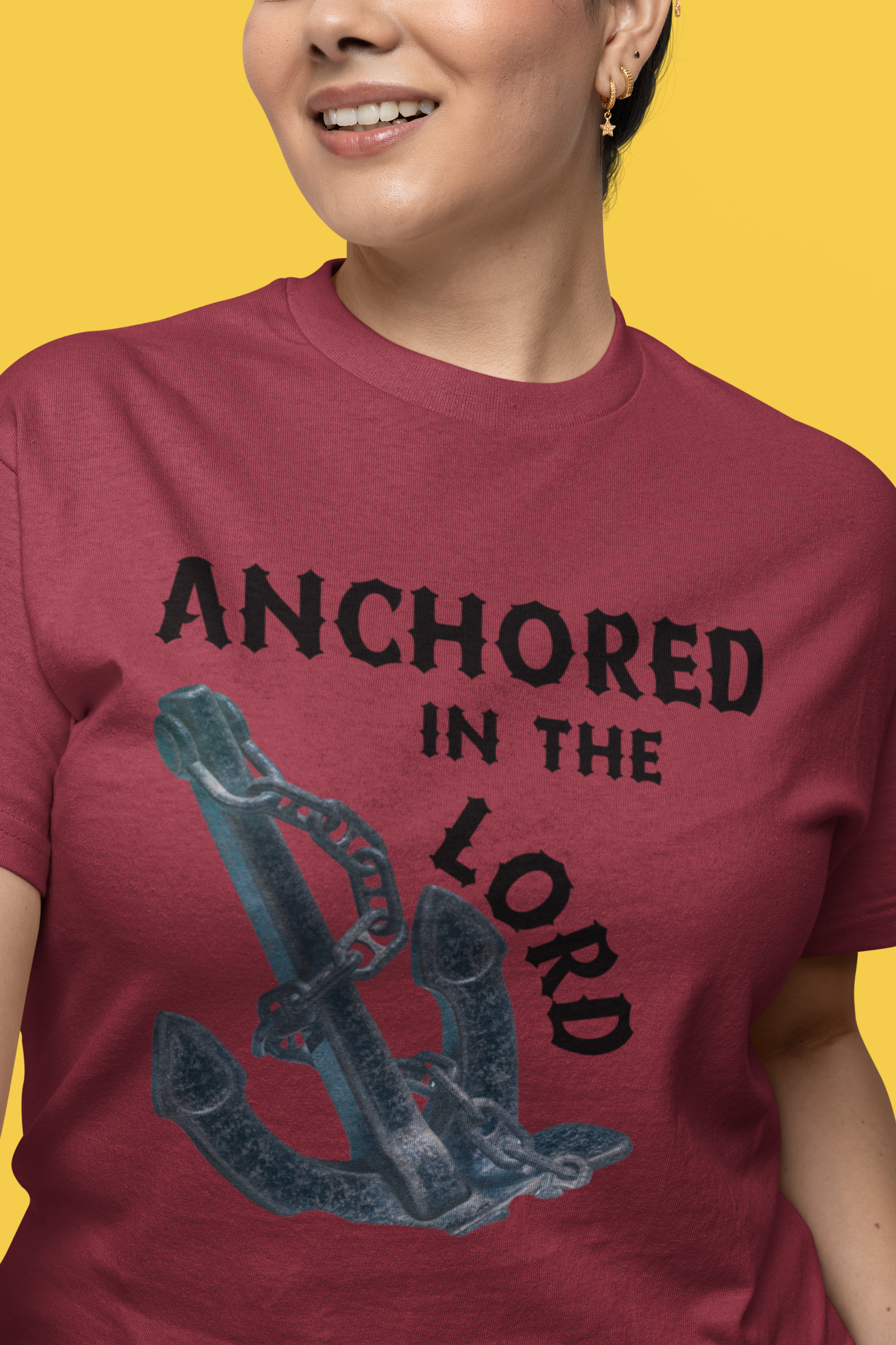 Anchored in the Lord Short Sleeve Shirt - Black