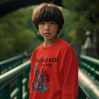 Anchored in the Lord Youth Crewneck Sweatshirt - Black