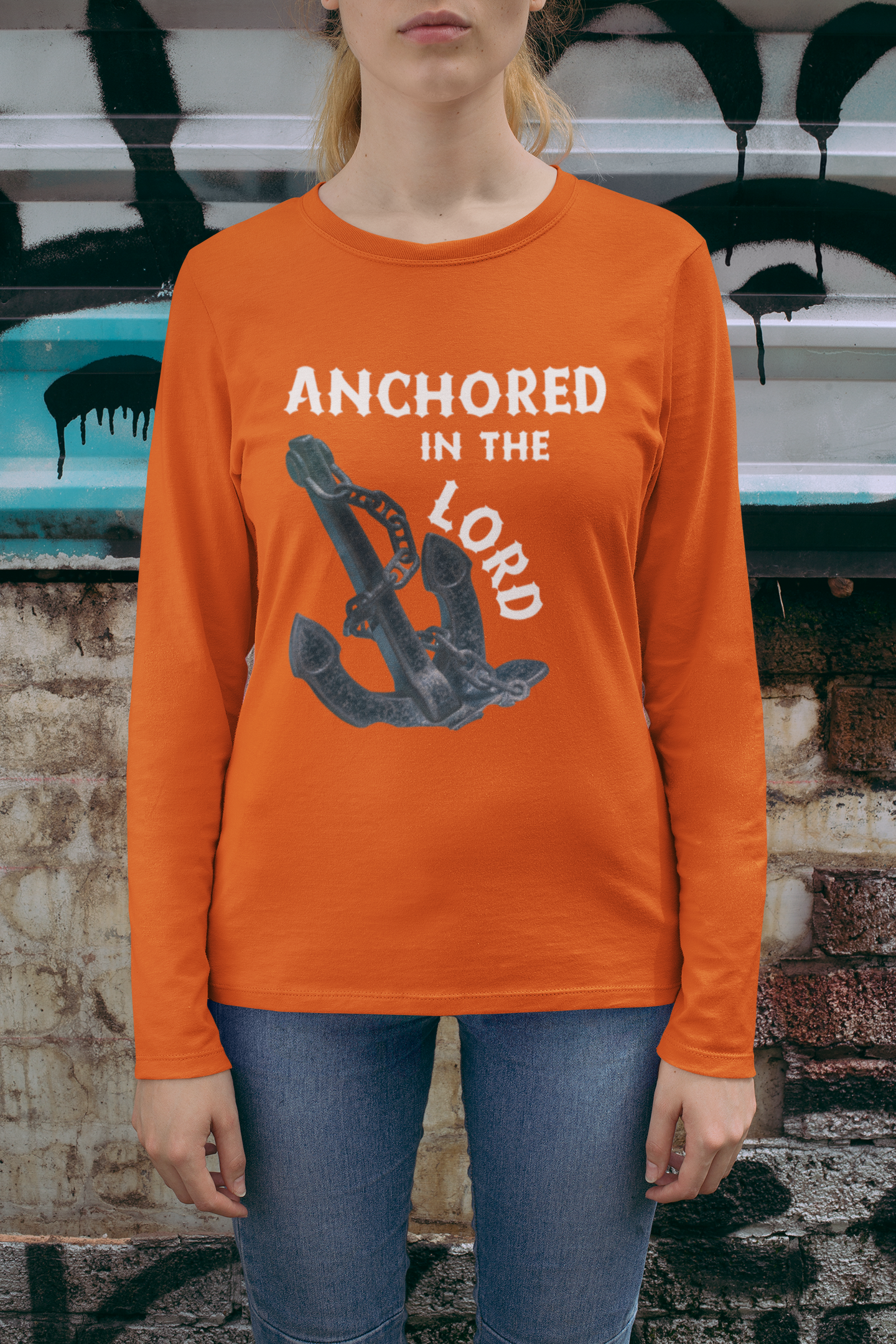 Anchored in the Lord Long Sleeve Shirt - White