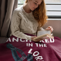 Anchored In The Lord Cozy Plush Fleece Blanket - White
