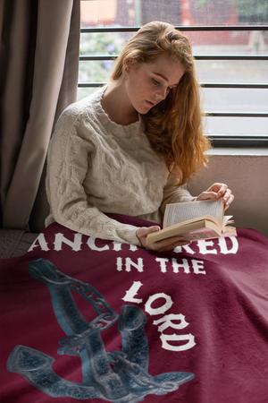 Anchored In The Lord Cozy Plush Fleece Blanket - White