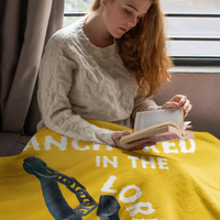 Anchored In The Lord Cozy Plush Fleece Blanket - White