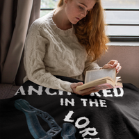 Anchored In The Lord Cozy Plush Fleece Blanket - White