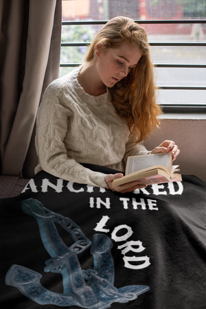 Anchored In The Lord Cozy Plush Fleece Blanket - White