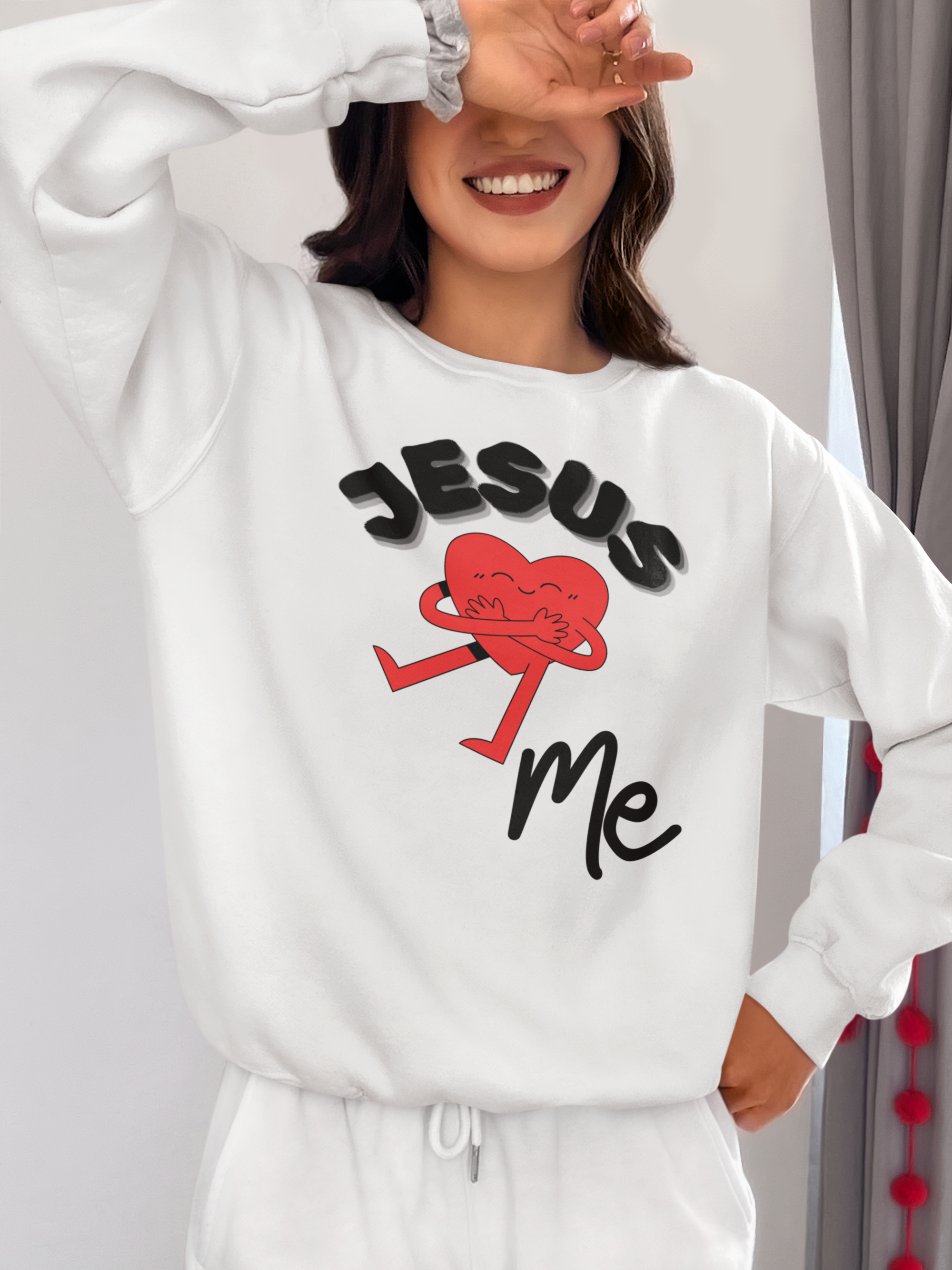 Jesus Loves Me Crewneck Pullover Sweatshirt