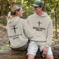 Jehovah Nissi Pullover Hoodie Front & Back - Black