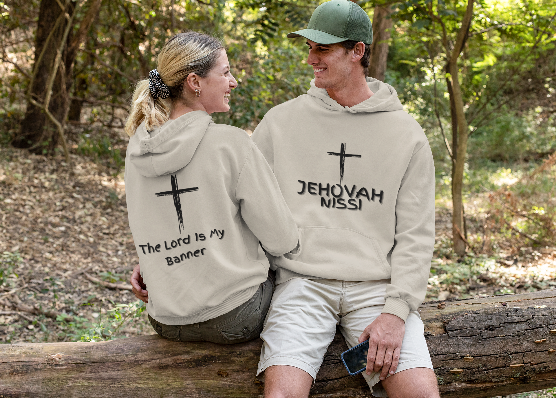 Jehovah Nissi Pullover Hoodie Front & Back - Black