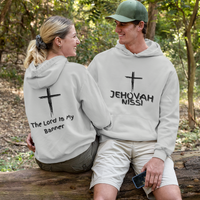Jehovah Nissi Pullover Hoodie Front & Back - Black