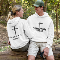 Jehovah Nissi Pullover Hoodie Front & Back - Black