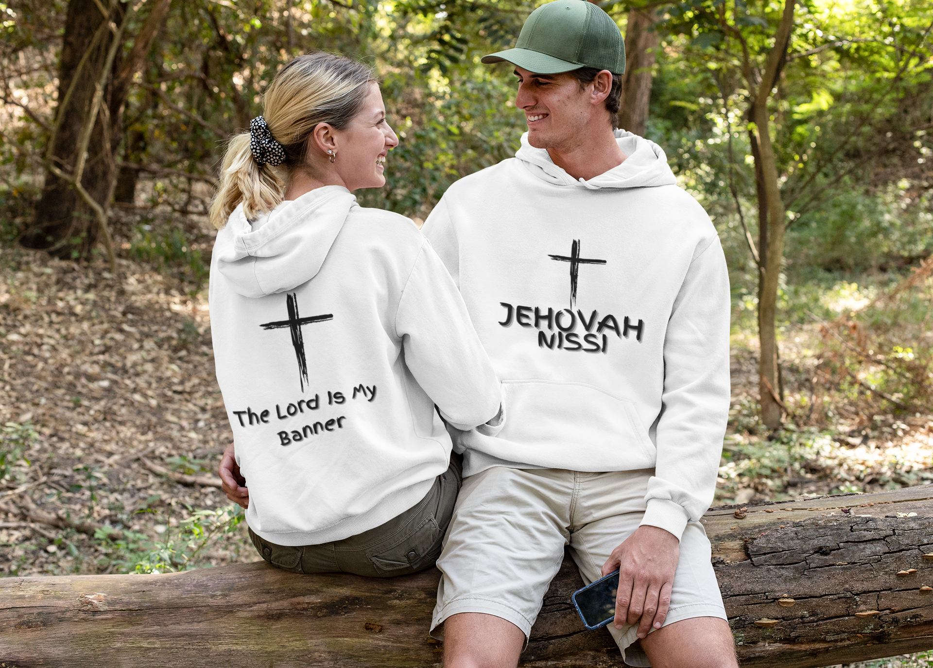 Jehovah Nissi Pullover Hoodie Front & Back - Black