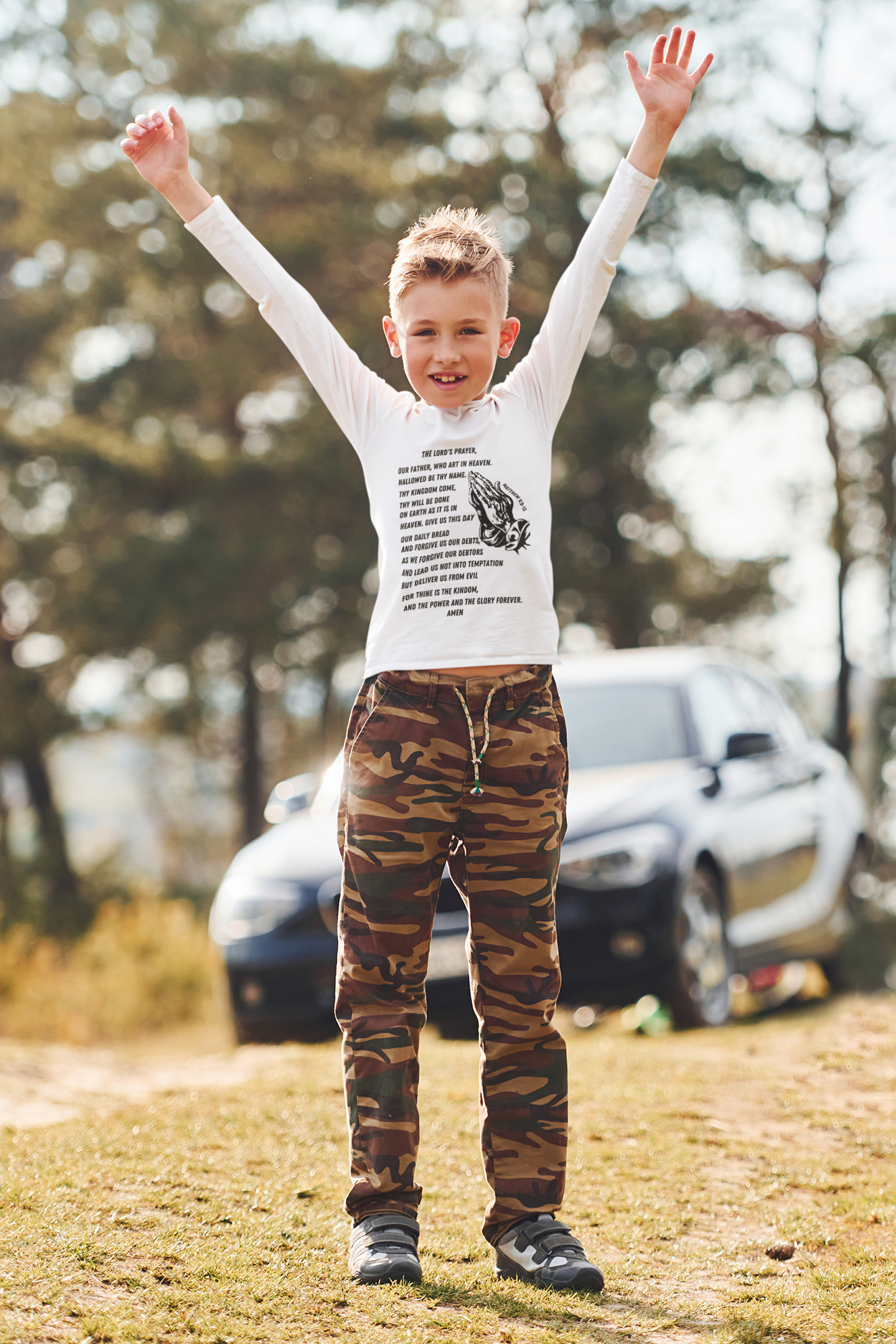 Lord's Prayer Youth Long Sleeve - Black